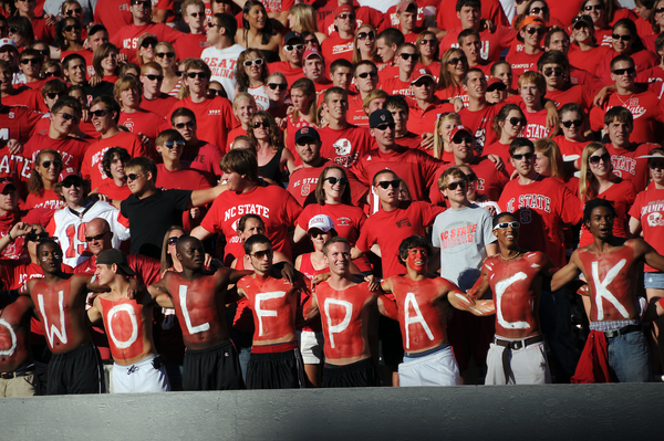 NC State students get pumped up for the Pack before the WCU football game. PHOTO BY ROGER WINSTEAD